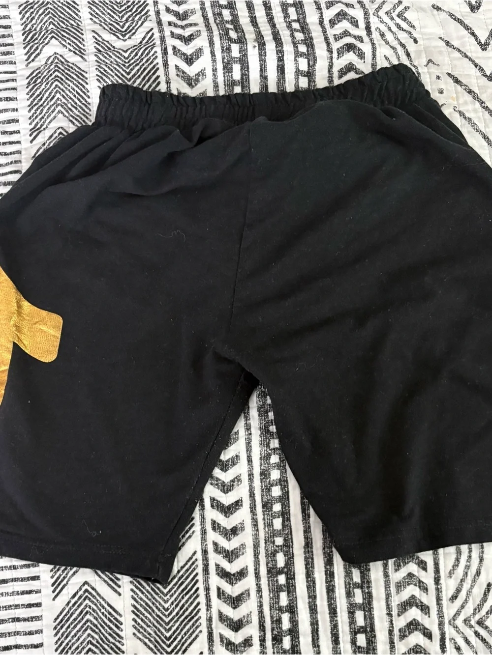 True Religion Black Men Shorts with Gold Graphic with a free keychain.